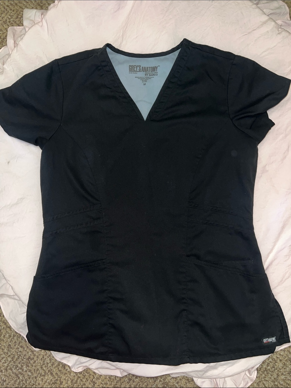 Grey's Anatomy Black Short Sleeve V-Neck Scrub Top
